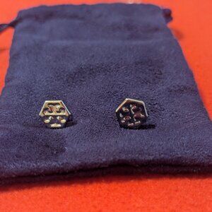 Tory Burch Miller Stud Earrings Silver
